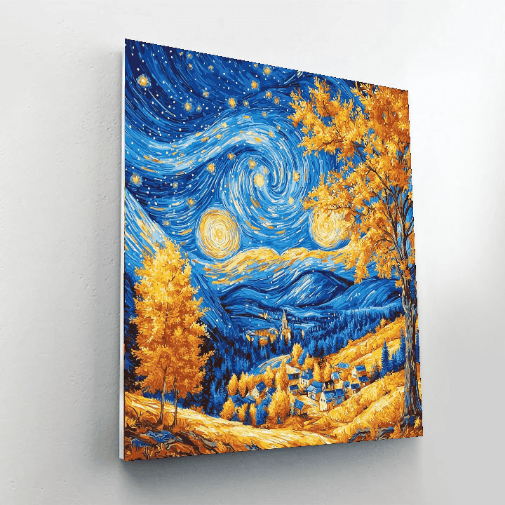 Vincent Van Gogh Inspired Starry Night In Autumn  DIY Paint By Numbers