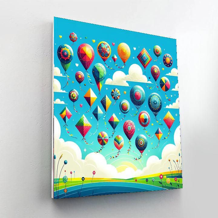 Rainbow Kites Flying Numbered Painting Kits