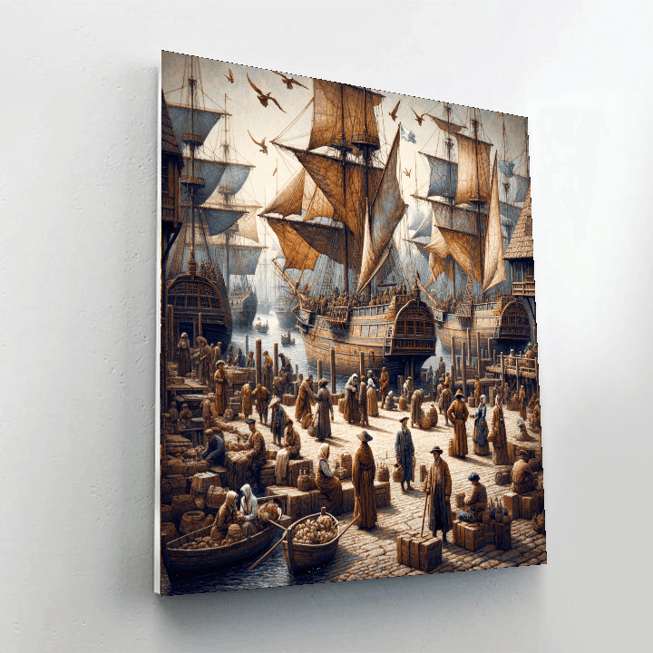 Historical Harbor Scene Paint By Numbers Art