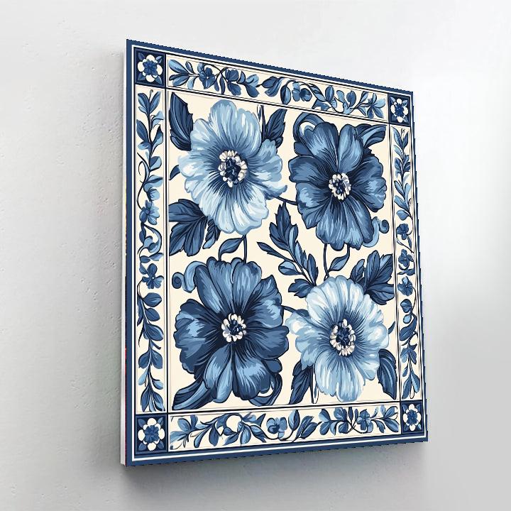 Alphonse Mucha Inspired Elegance In Blue  Number Painting