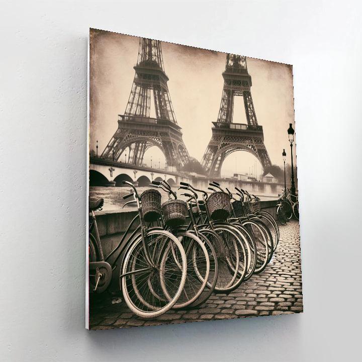 Vintage Bicycles In Paris Paint By Numbers Art