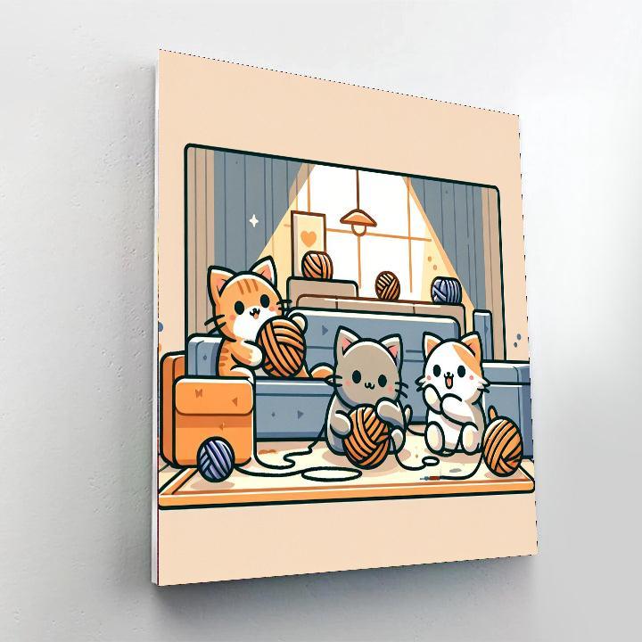 Purring Kittens Paint By Numbers Art