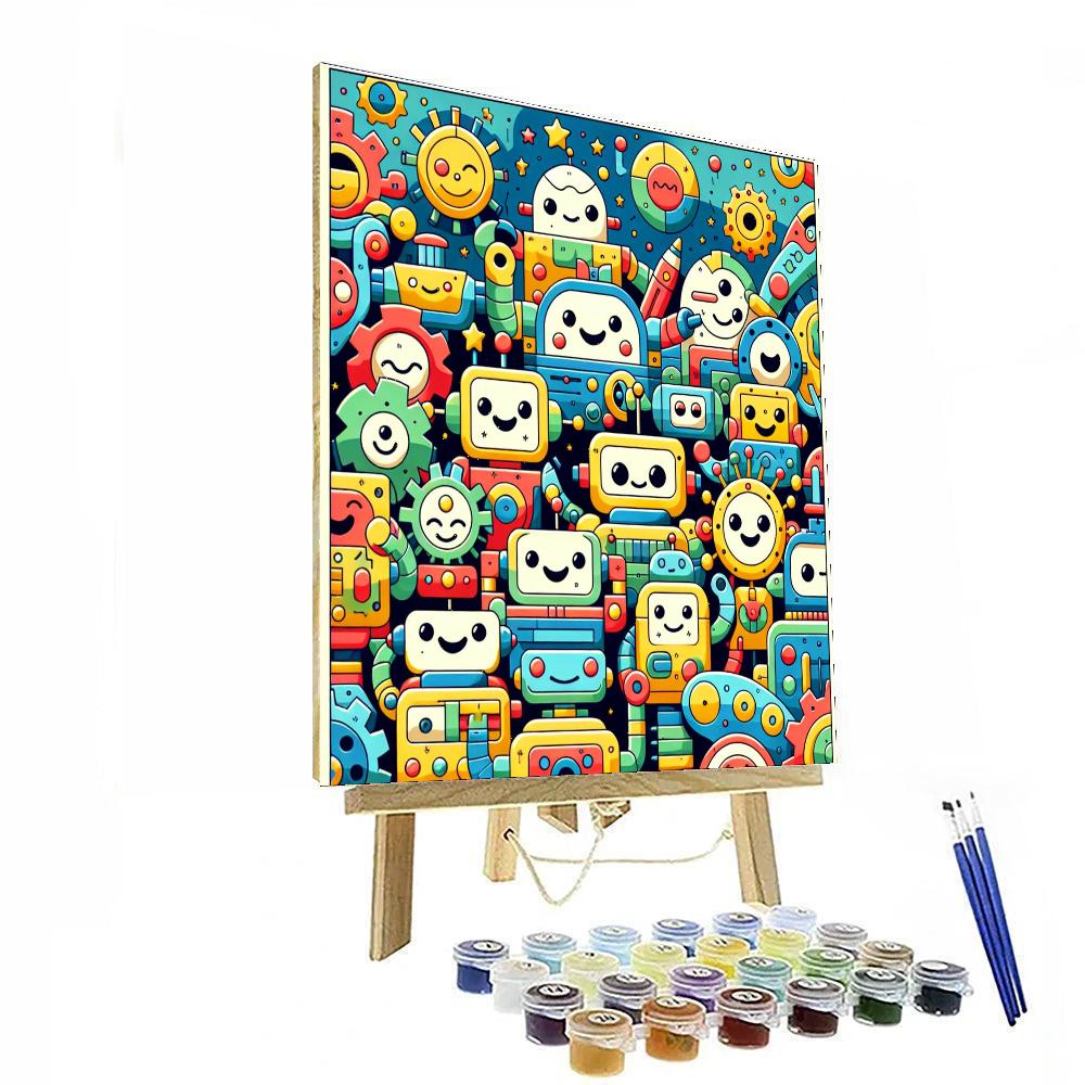 Cutesy Robot Friends Paint By Numbers Kits