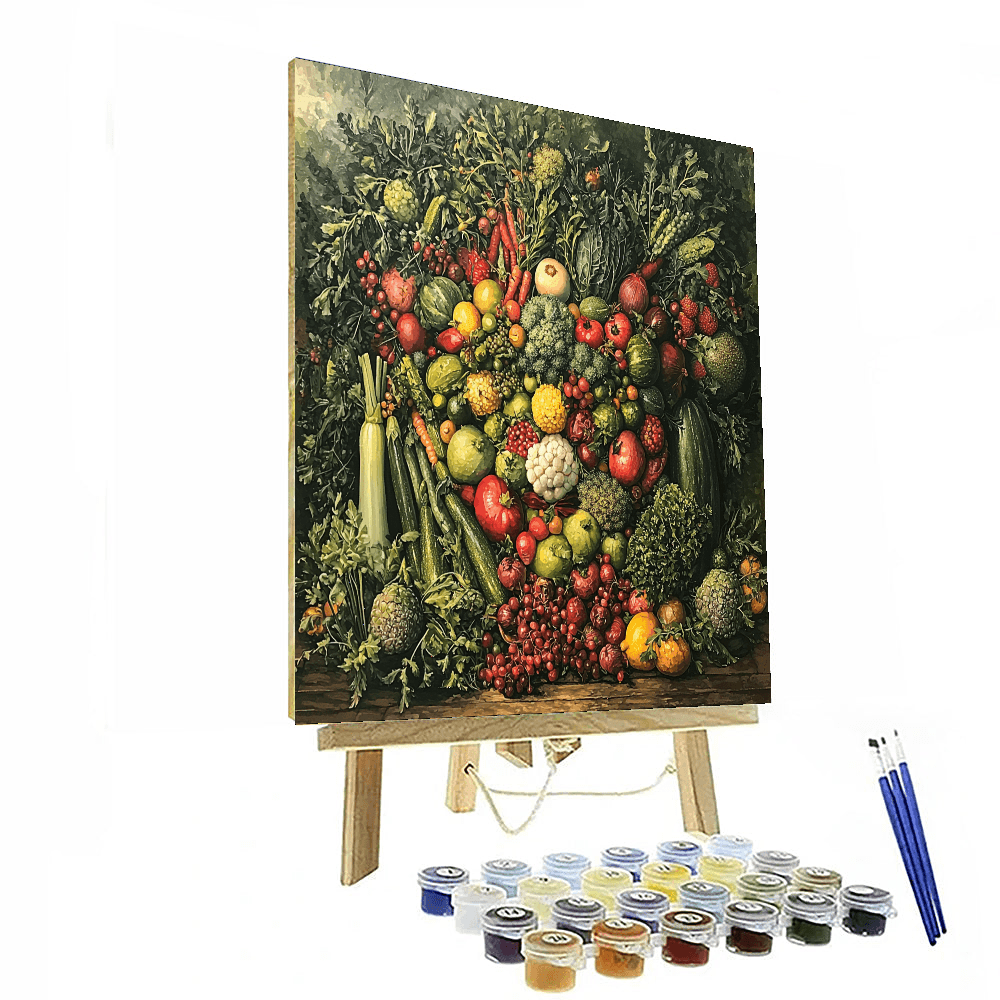 Giuseppe Arcimboldo Inspired Vibrant Vegetables  Paint By Color
