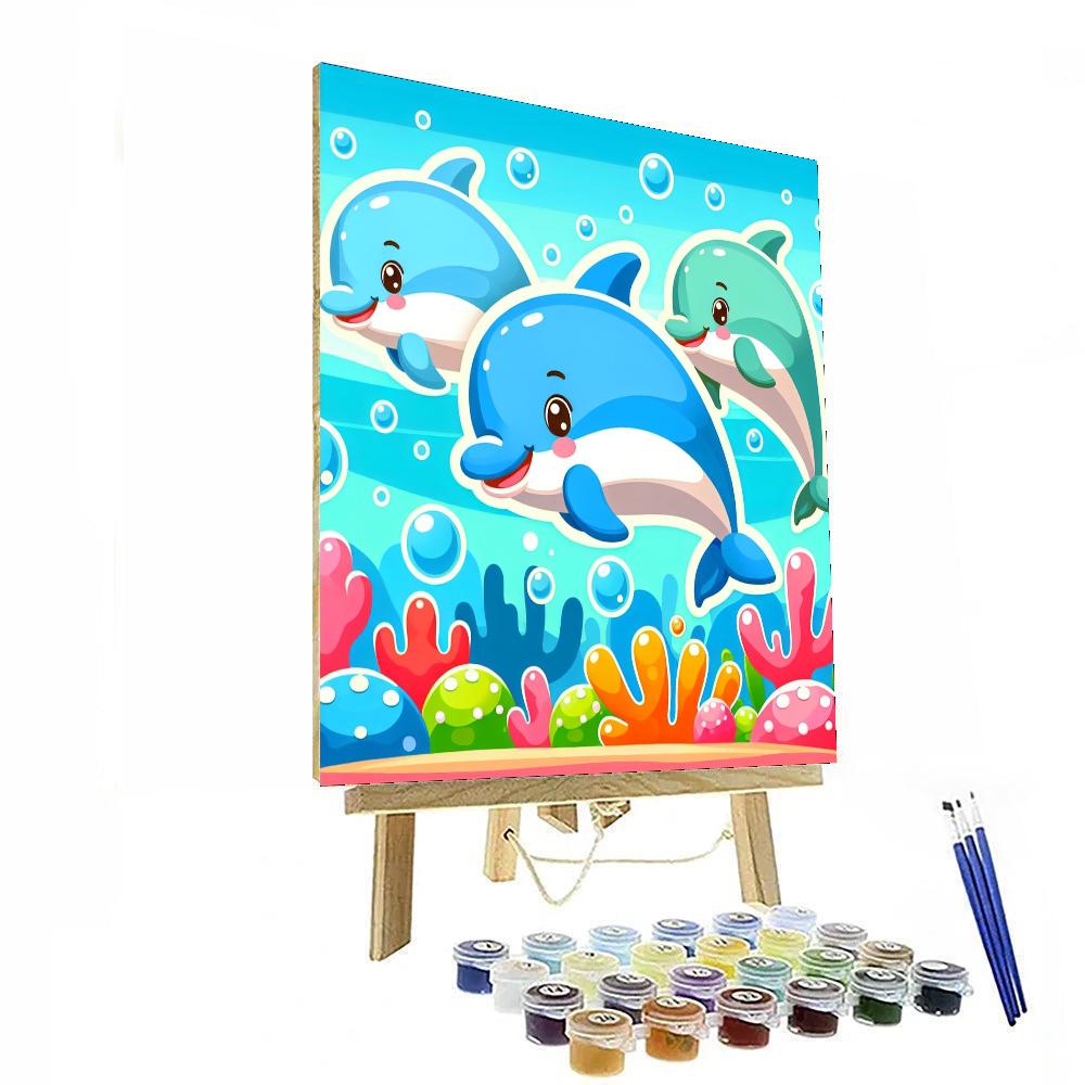 Underwater Dolphin Race Numbered Painting Kits