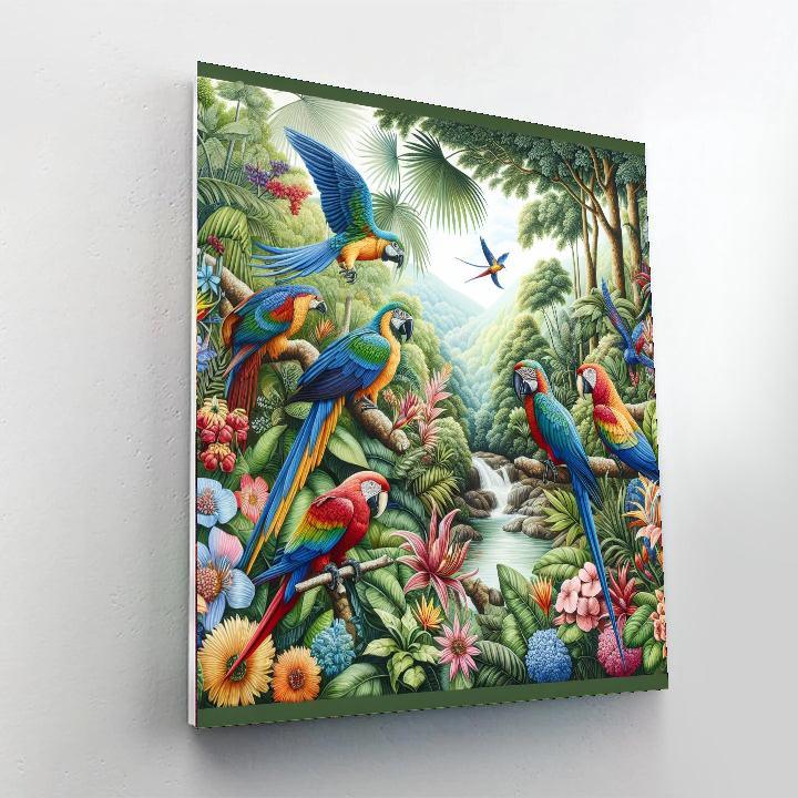 Joyful Tropical Birds Number Painting
