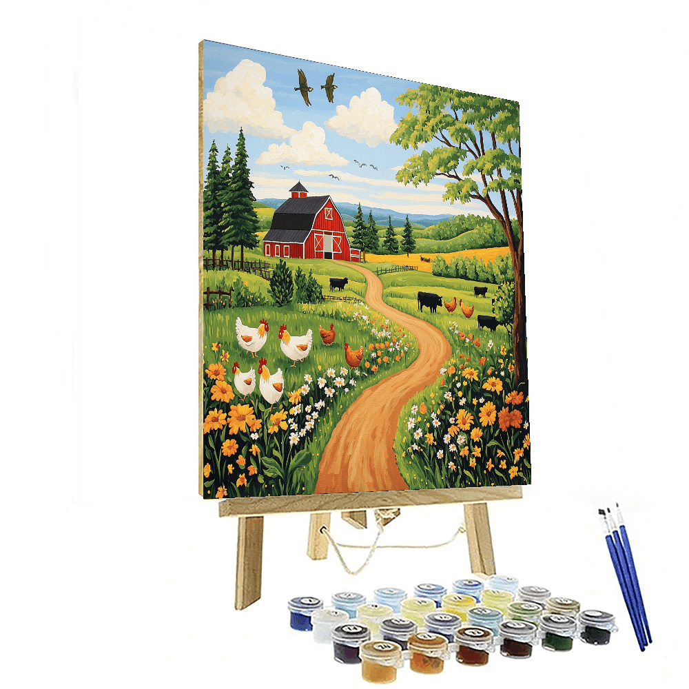 Grandma Moses Inspired Animal Companions  Paint By Numbers