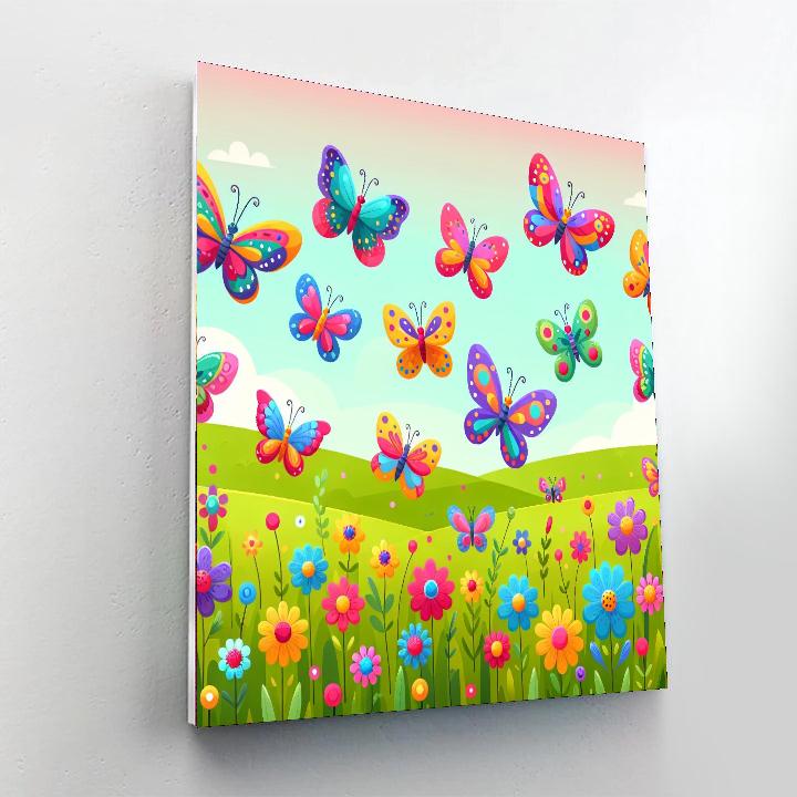Peaceful Meadow With Butterflies Painting By Numbers Kit