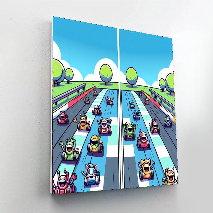 Exciting Robot Racing Paint By Number