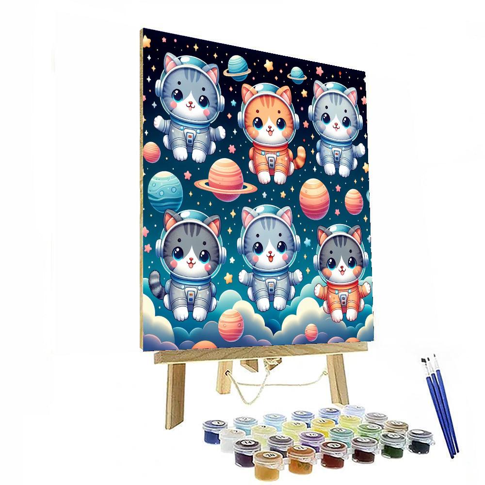 Playful Space Kittens Painting By Numbers Kit