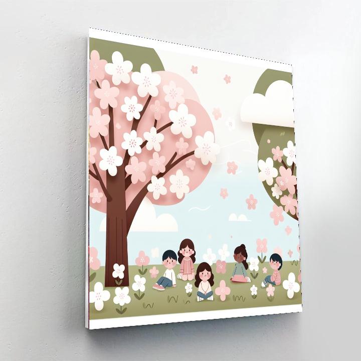 Cheery Cherry Blossom Retreat Number Painting