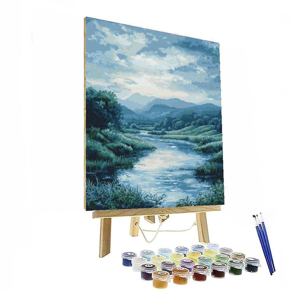 Hiroshige Inspired Tranquil River Escape  Painting By Numbers Kit