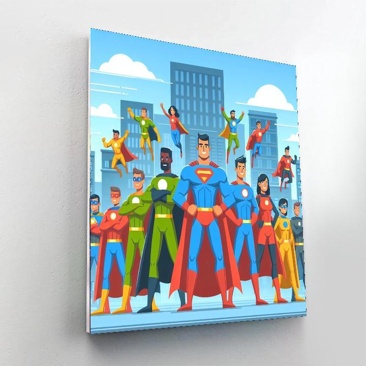 Superhero City Protectors Number Painting