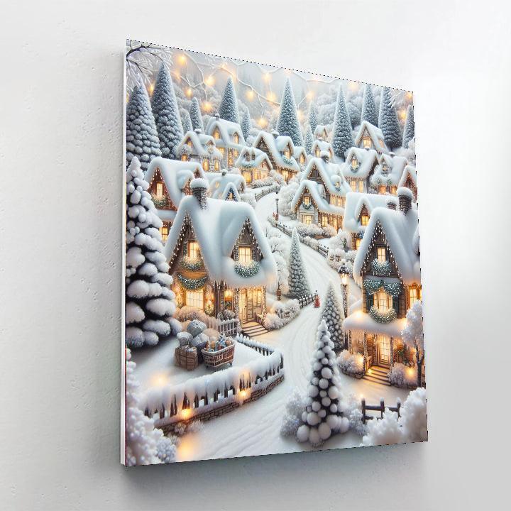 Charming Village In Winter Paint By Number