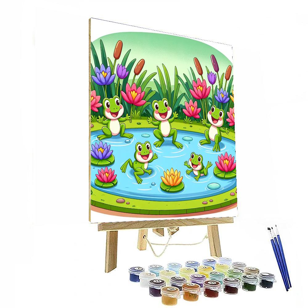 Friendly Froggy Pond Paint By Numbers Art