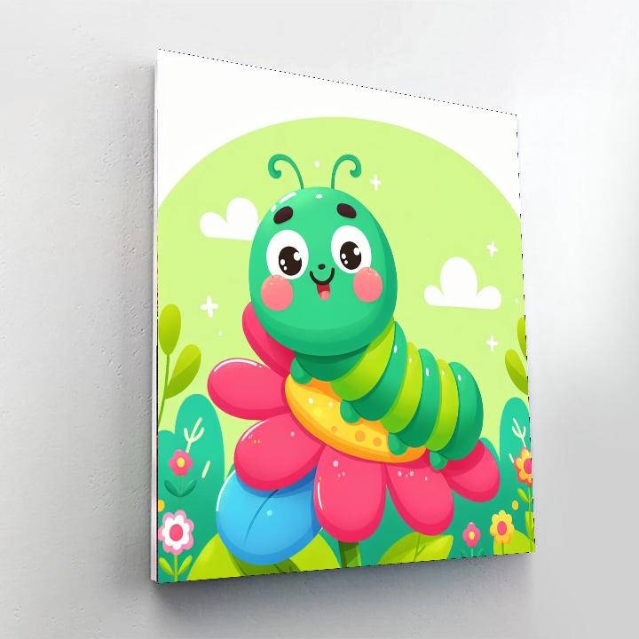 Happy Caterpillar Transformation Paint By Numbers Art