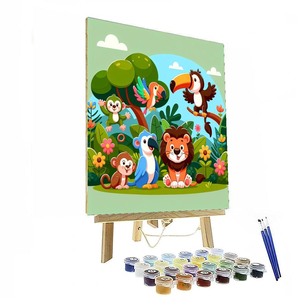 Lively Jungle Friends Number Painting