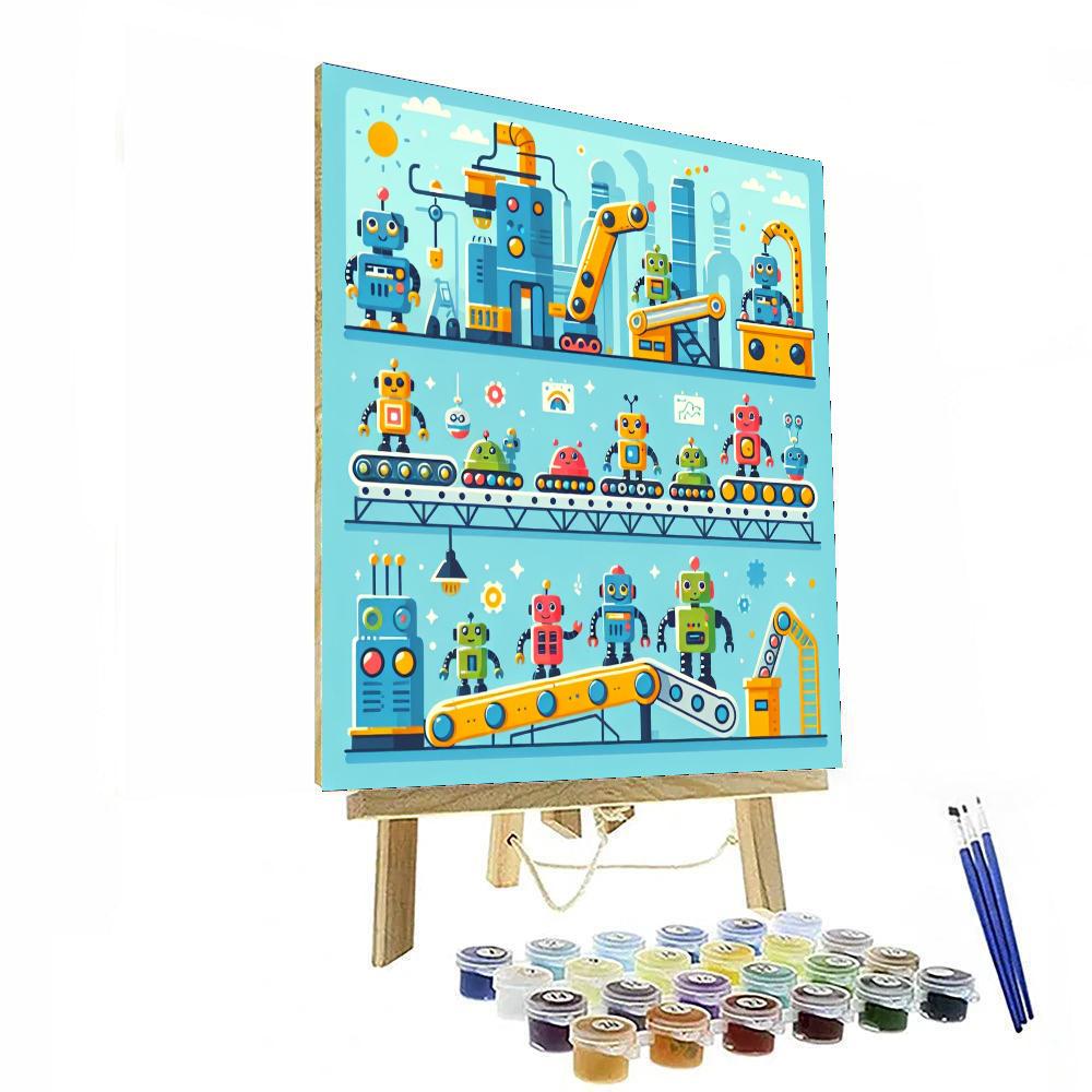 Quirky Robot Factory Painting Number Kit