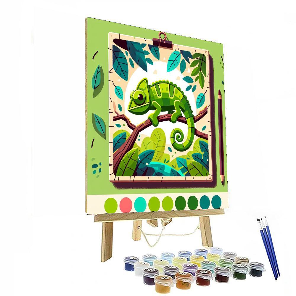 Chirpy Chameleon Chase Paint By Numbers Art