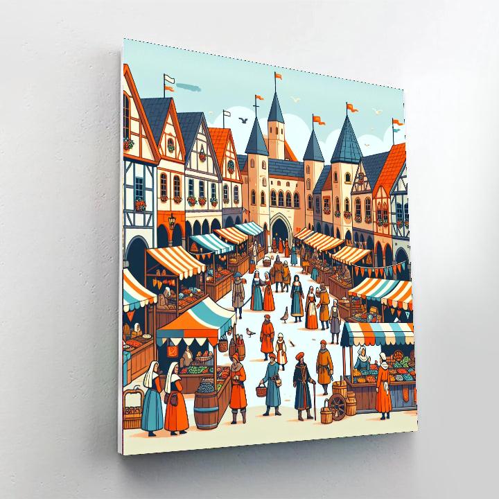 Medieval Market Festival Painting Number Kit