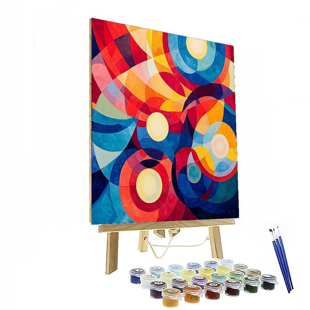 Sonia Delaunay Inspired Galactic Harmony Abstraction  Painting By Numbers Kit
