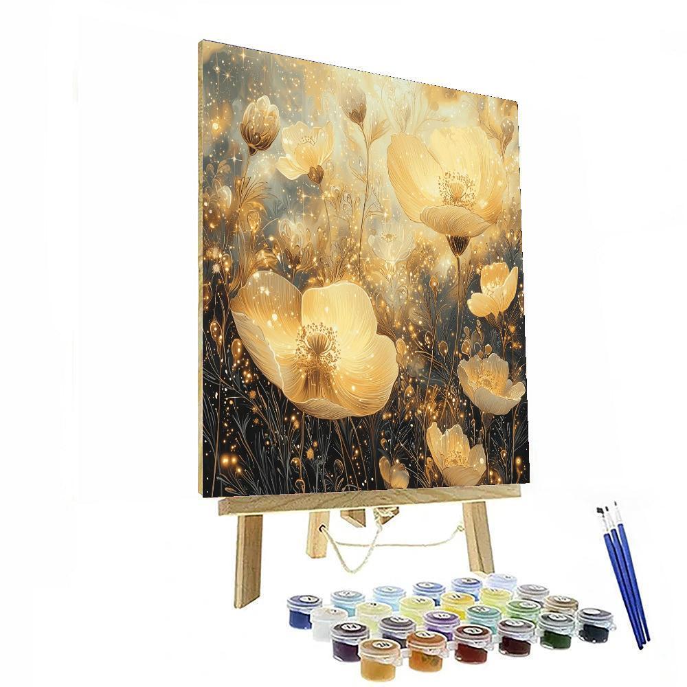 Leonardo Da Vinci Inspired Golden Aura Of Cosmic Blossoms  DIY Paint By Numbers