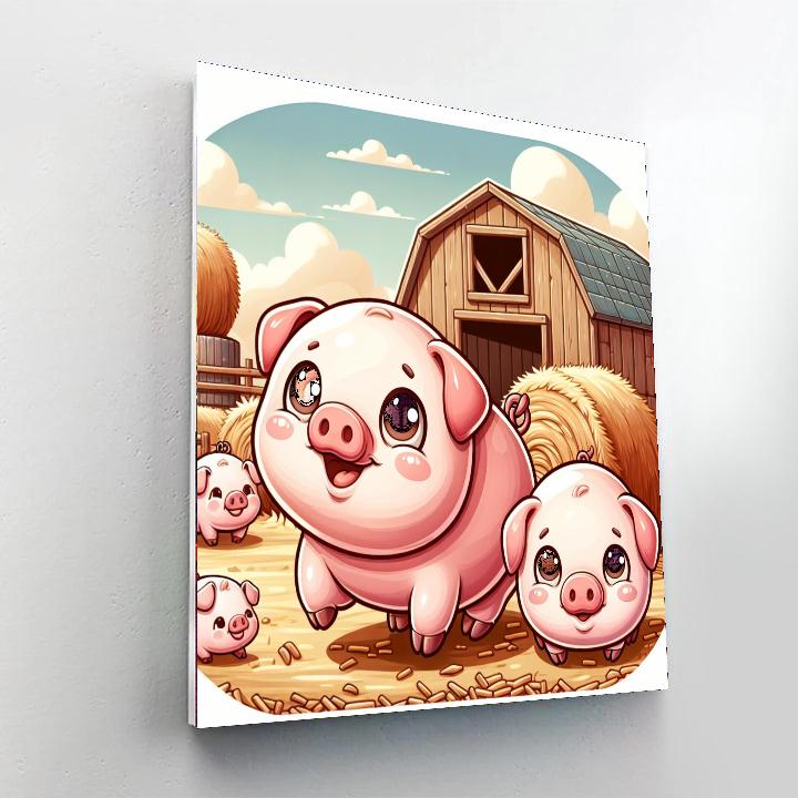 Playful Piglet's Paradise Painting Number Kit