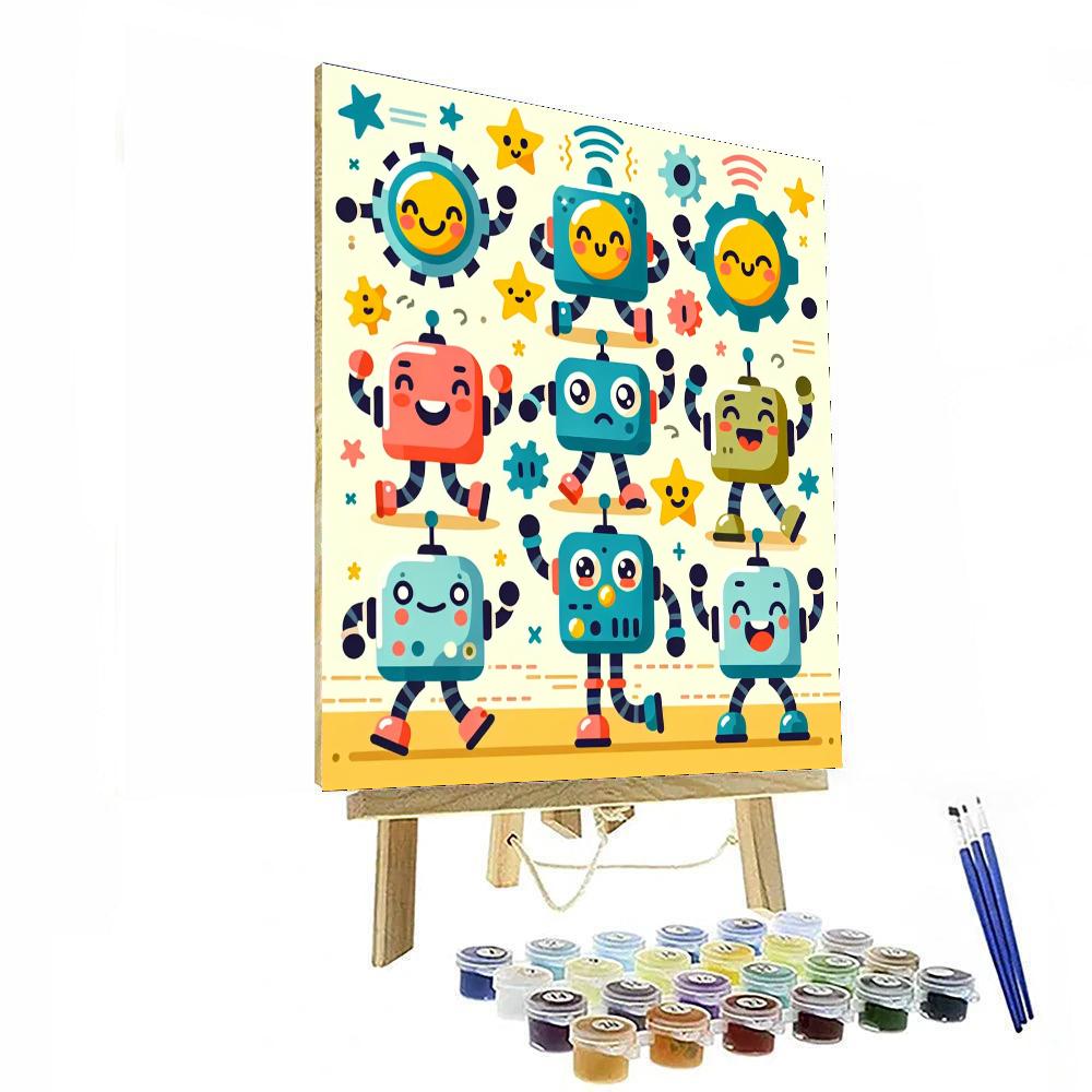 Merry Robot Friends Paint By Numbers Art