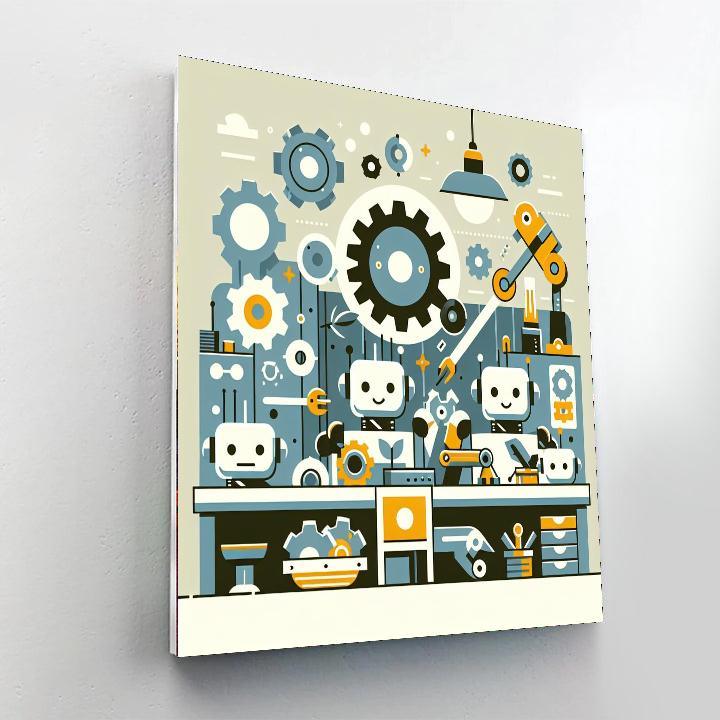 Friendly Robot Builders Painting By Numbers Kit