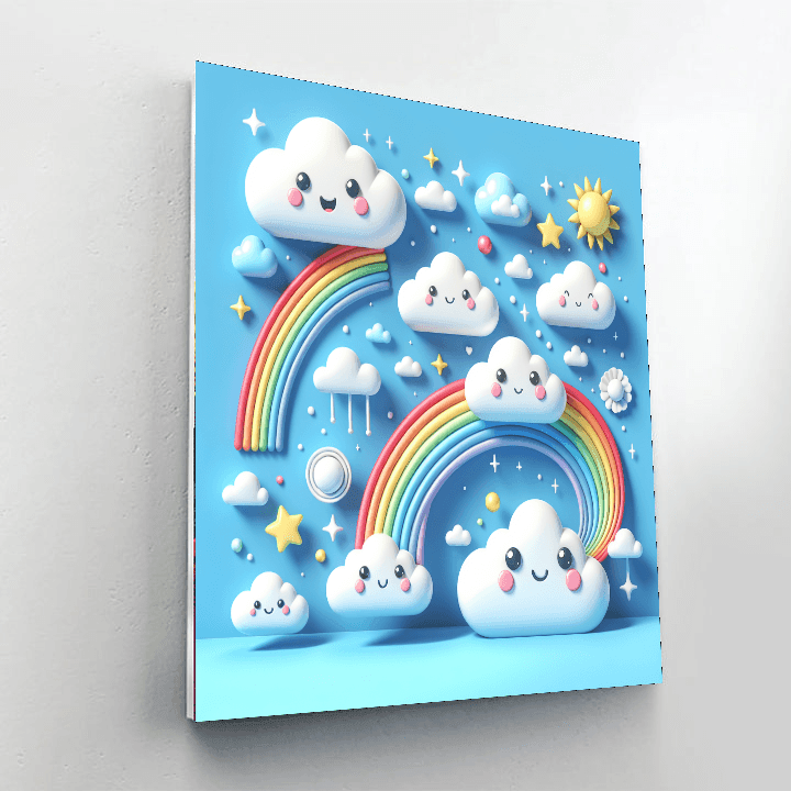 Playful Cloud Creatures Number Painting