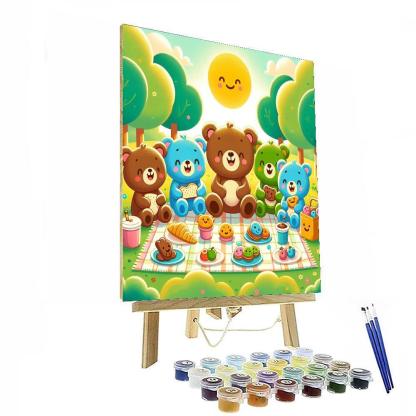 Cuddly Teddy Bear Picnic DIY Paint By Numbers