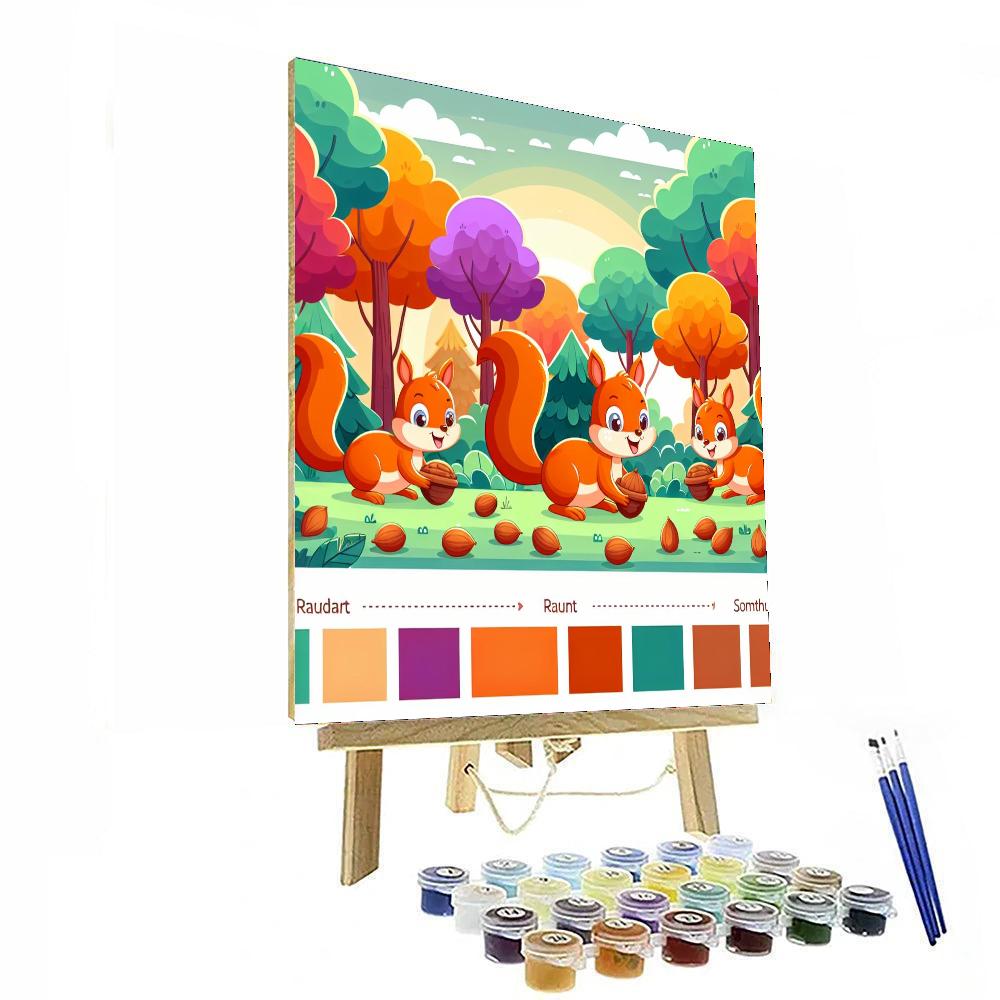 Squirrel's Woodland Scurry Paint By Numbers