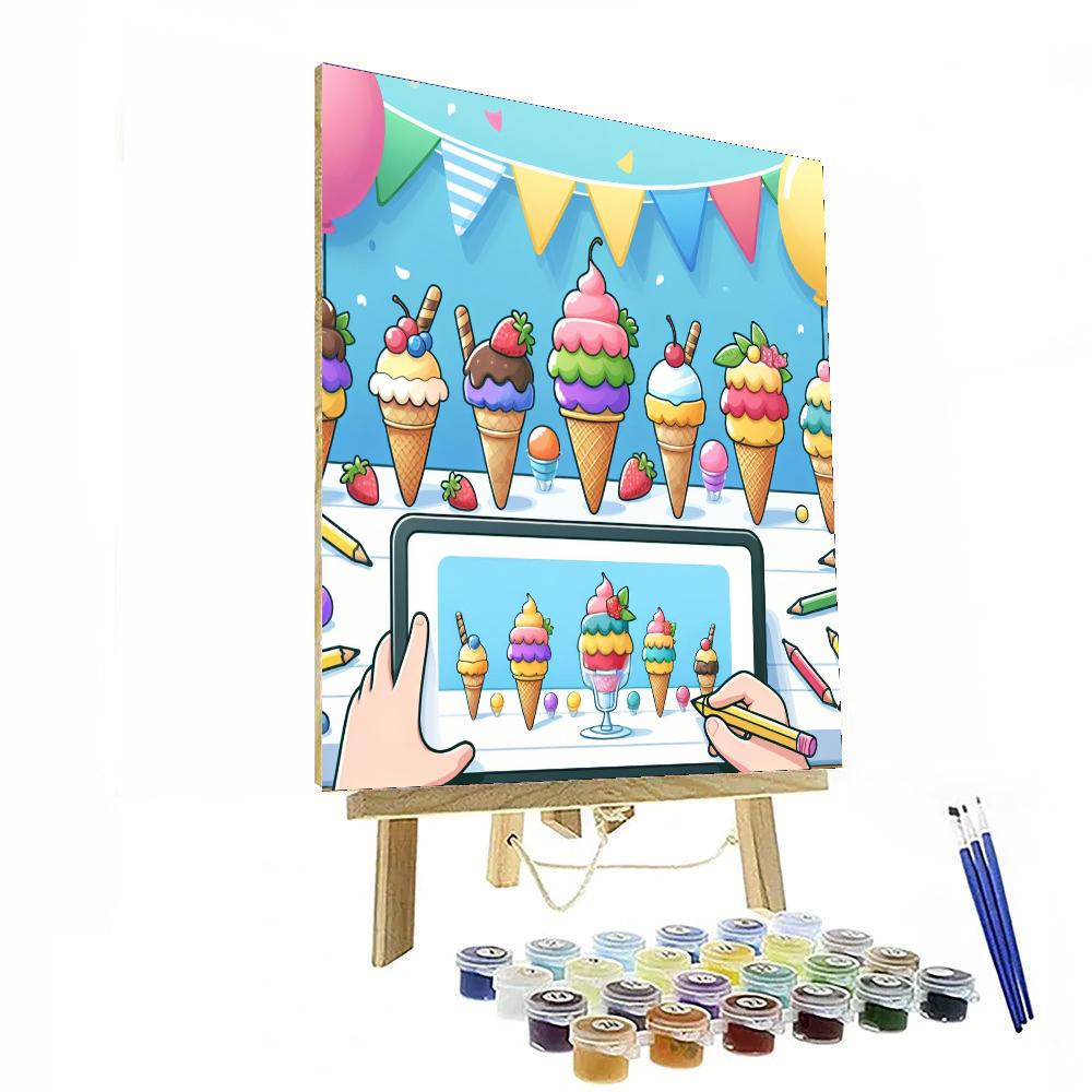 Ice Cream Party Extravaganza Painting Number Kit