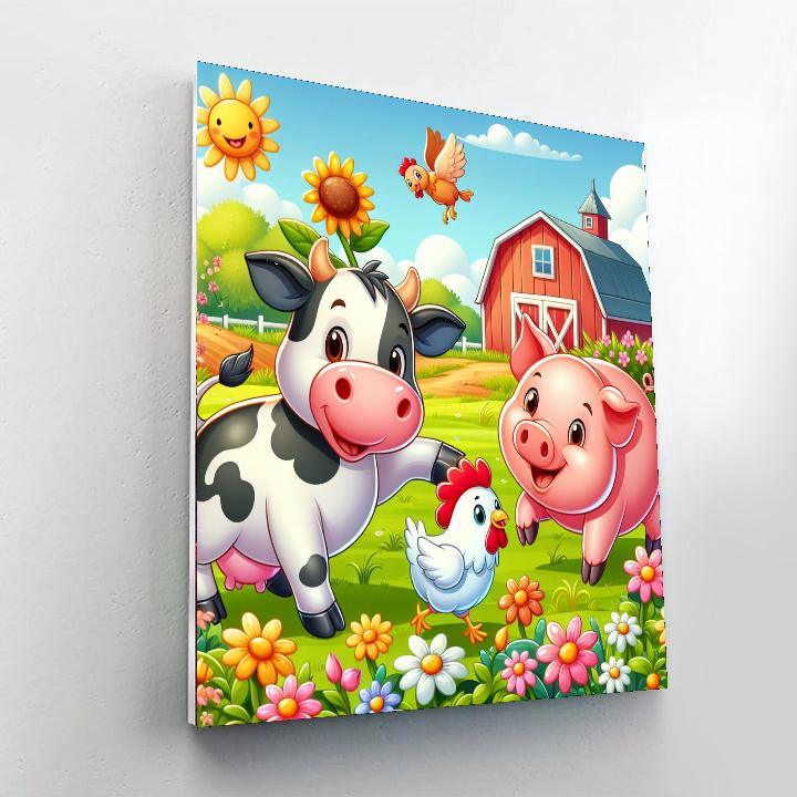 Joyful Farm Fun Paint By Numbers Art