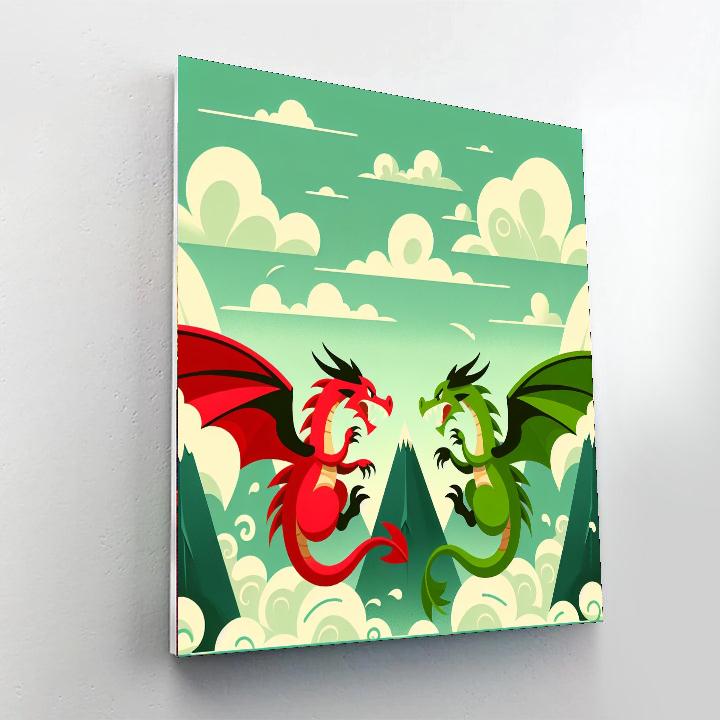Daring Dragon Duel Paint By Numbers Art