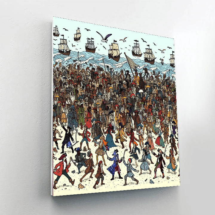 Seaside Pirate Parade Paint By Numbers Art