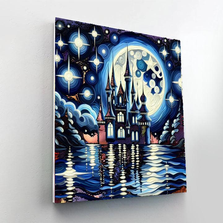 Enchanted Nighttime Castle Painting Number Kit