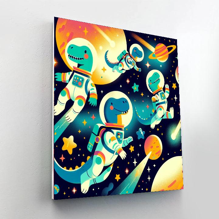 Galactic Dinosaur Trek Paint By Numbers Art
