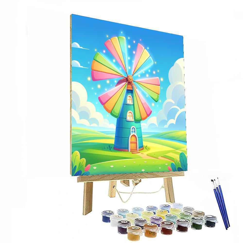 Colorful Windmill Painting By Numbers Kit