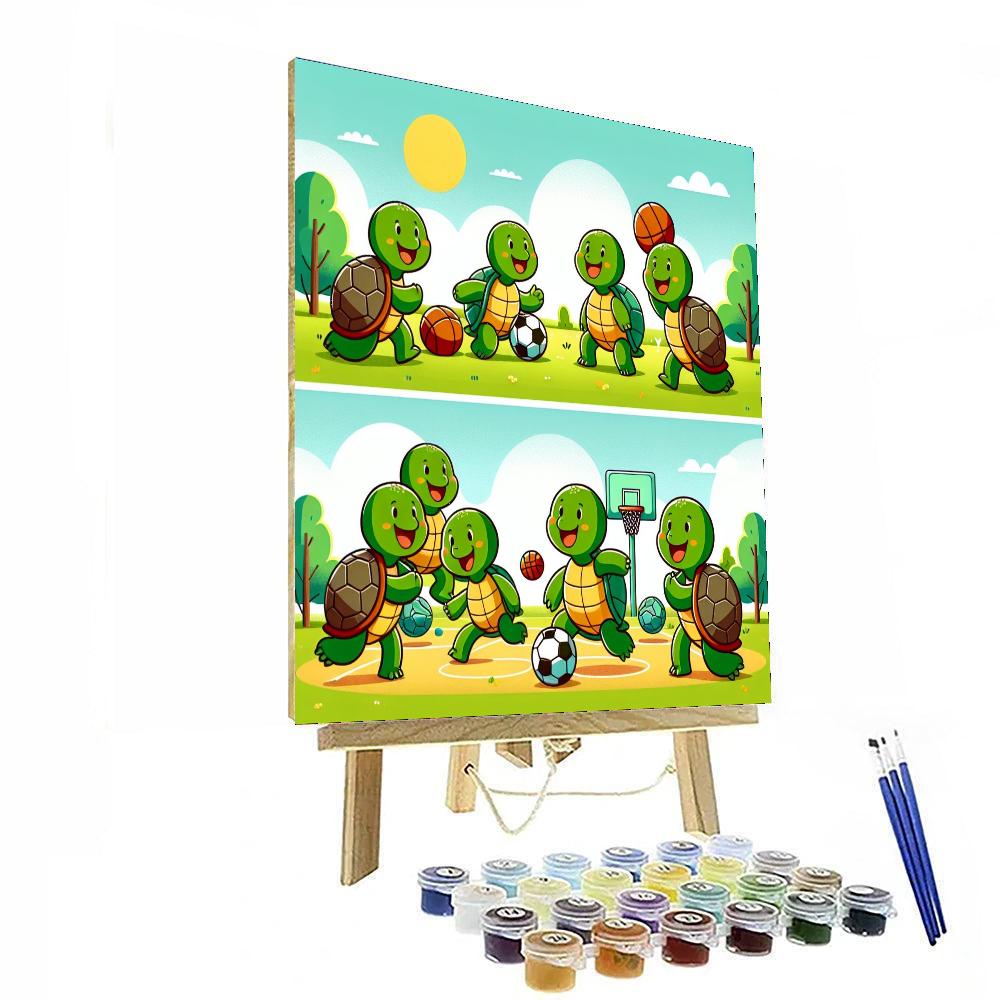 Sporty Turtles Paint By Numbers Art