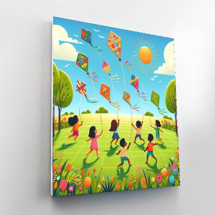 Whimsical Kite Flying Day Painting By Numbers Kit