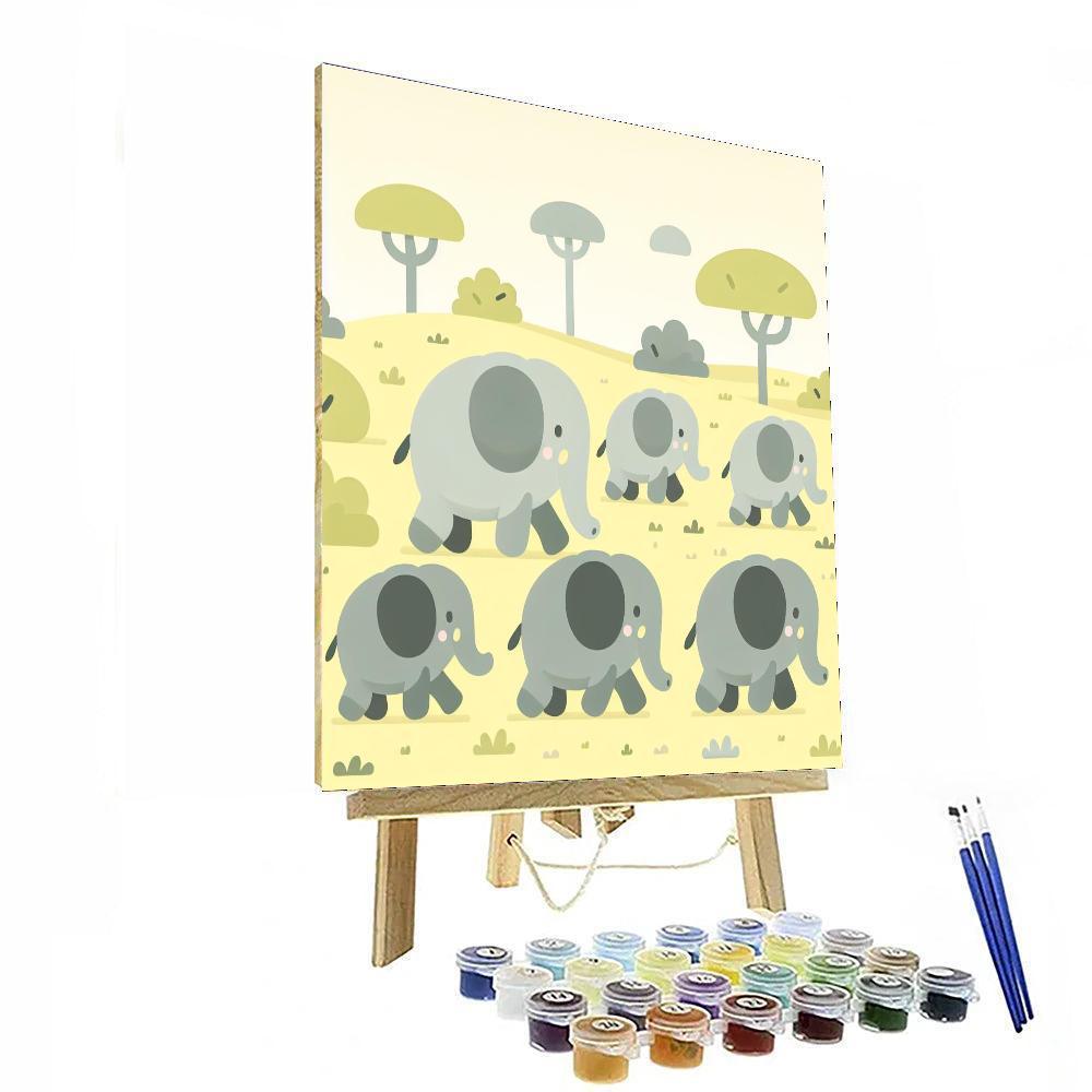 Energetic Elephant Parade Paint By Numbers Kits