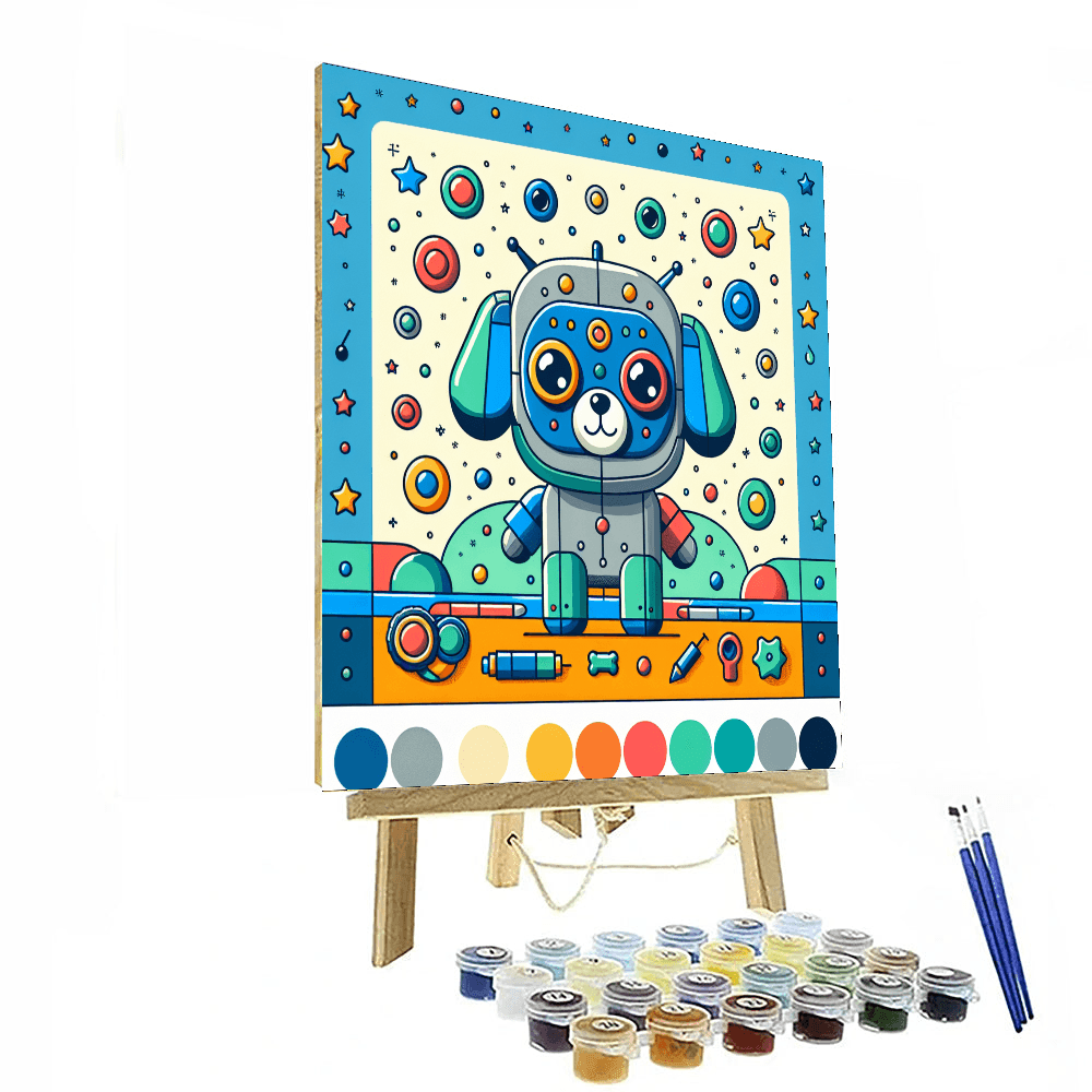 Happy Robot Dog Paint By Numbers Art