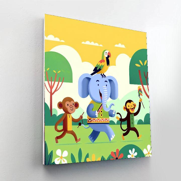 Friendly Jungle Parade Number Painting
