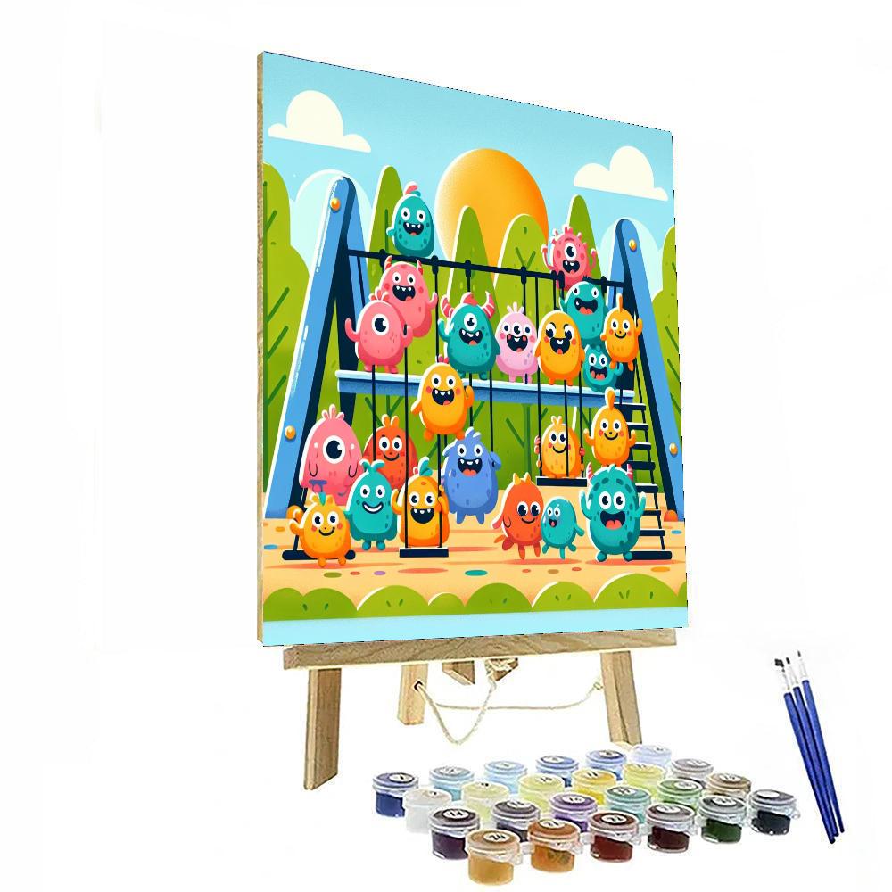 Giggly Monsters At Play DIY Paint By Numbers