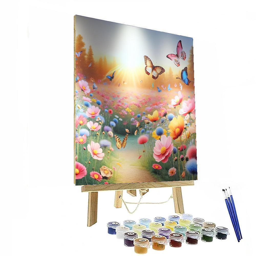 Rainbow Butterfly Meadow Paint By Numbers Art