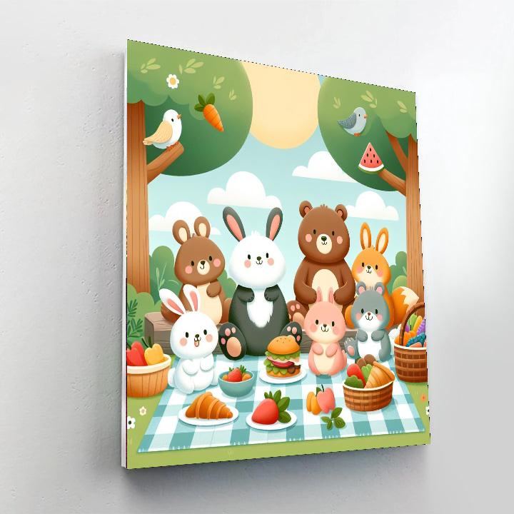 Jolly Animal Picnic Paint By Numbers Art