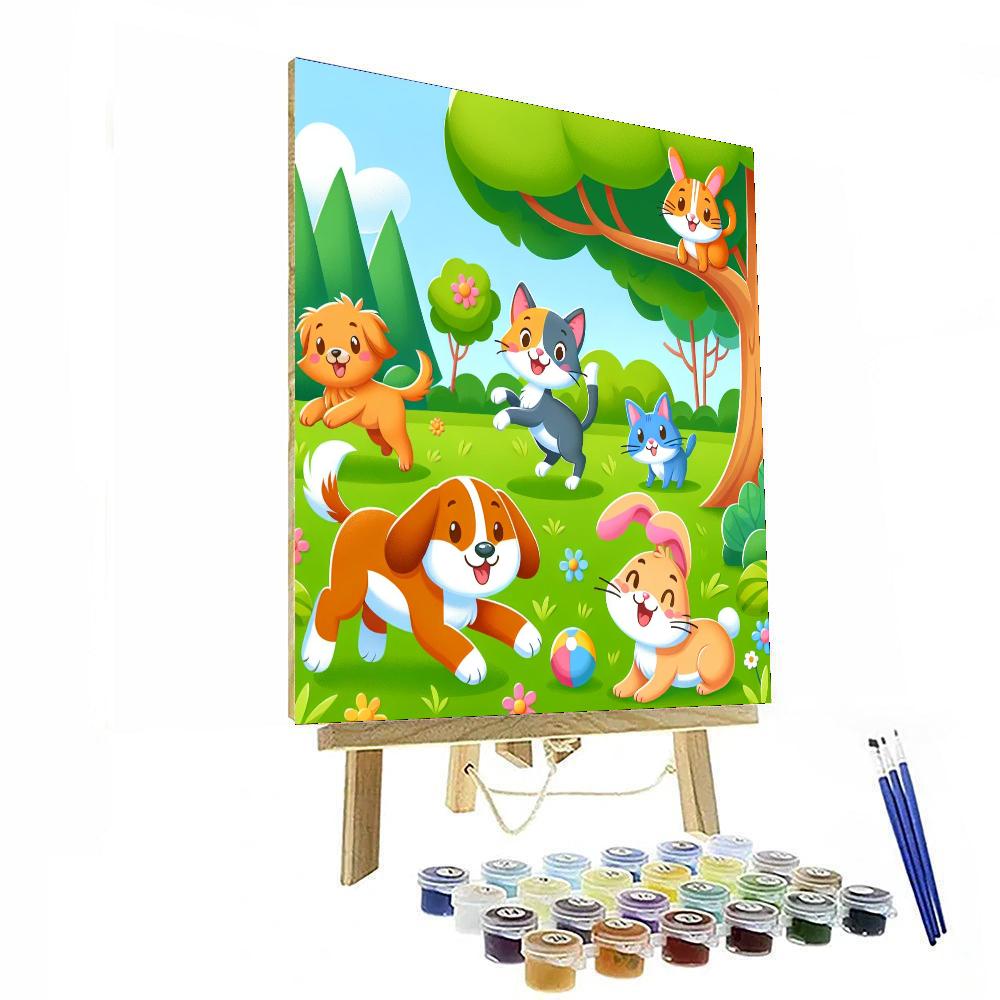 Happy Animal Friends At The Park Numbered Painting Kits
