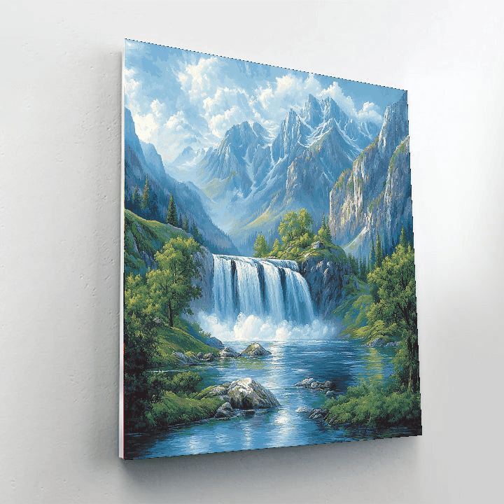 Albert Bierstadt Inspired Cascading Mountain Waters  Paint By Numbers Kits