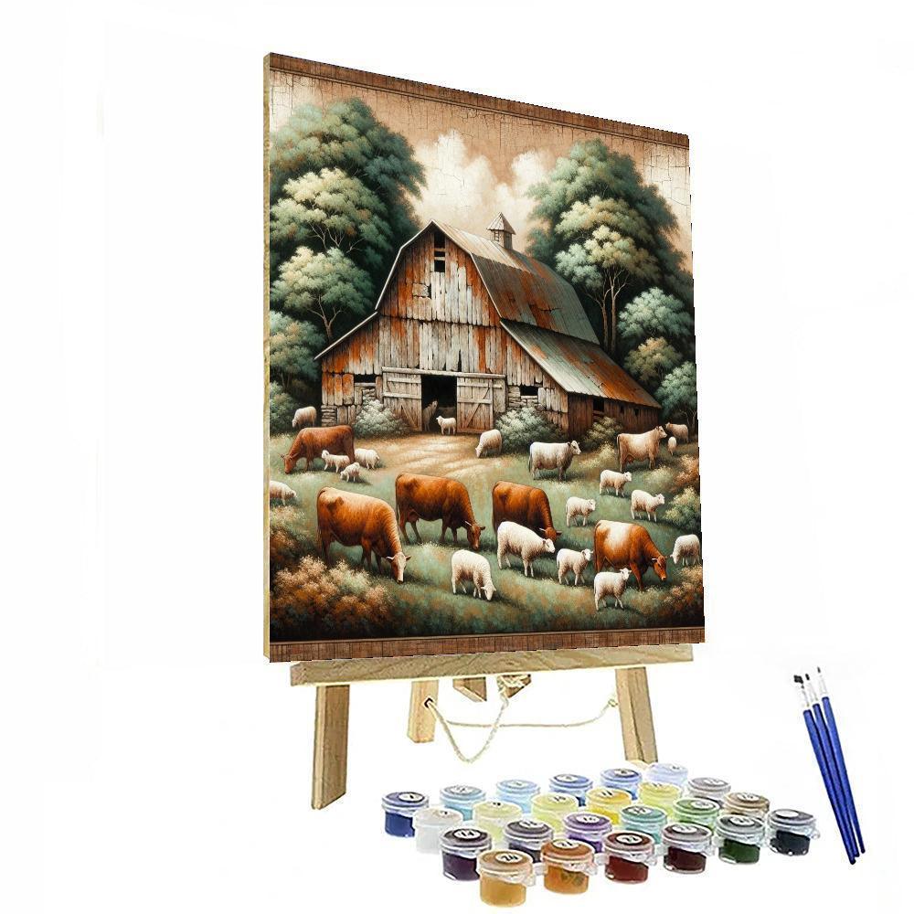 Rustic Barn And Farm Animals Paint By Color